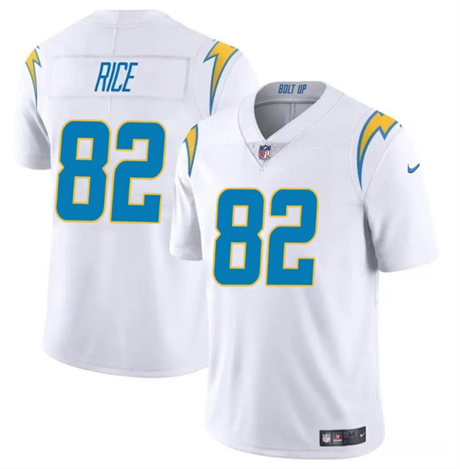 Men's Los Angeles Chargers #82 Brenden Rice White 2024 Draft Vapor Limited Stitched Football Jersey
